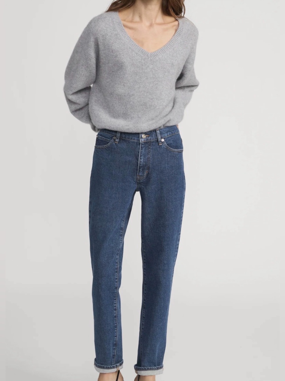 Frame The Borrowed Straight Leg Premium Jeans Darkwash Quiet Luxury Preppy Sz25